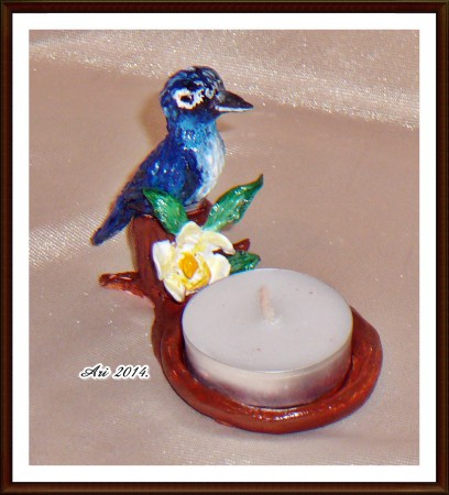 7×9 cm madárkás kis mécsestartó